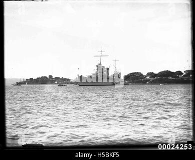 USS ASTORIA at anchor in Farm Cove, Sydney, August 1934 Stock Photo