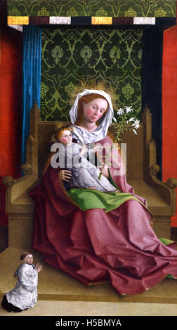 The Enthroned Madonna and Child - Meister  - Master of the Darmstadt Passion 1440 Oberschwaben Mittelrhein  German Germany Stock Photo