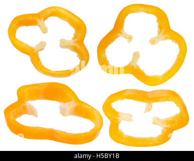 collection of orange pepper slices isolated on the white background. Stock Photo