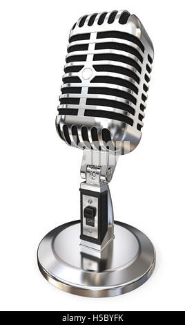 3D render of Classic style retro Microphone. On Off button. Non branded. Stock Photo