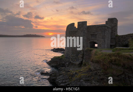 Dawn at Pendennis Point in Cornwall Stock Photo