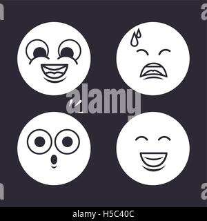 icons emoticons monochrome design Stock Vector