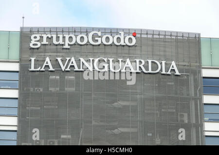 Office Building of Grupo Godo in Barcelona - La Vanguardia Stock Photo