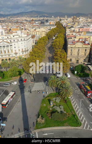 Most famous pedestrian zone in Barcelona - La Rambla Stock Photo