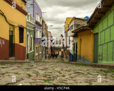 Bogota, Colombia - May 01, 2016: Colourful paintings on the walls of Bogota Stock Photo