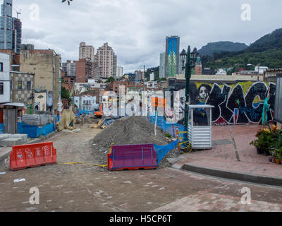 Bogota, Colombia - May 01, 2016: Colourful paintings on the walls of Bogota Stock Photo