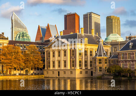 The Hague, capital of the Netherlands, Mauritshuis museum, royal picture gallery, art museum, skyline business district Stock Photo