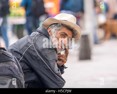 Bogota, Colombia - May 01, 2016:  An older man in a hat Stock Photo