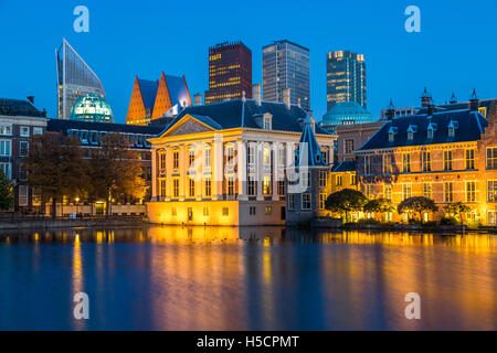 The Hague, capital of the Netherlands, Mauritshuis museum, royal picture gallery, skyline business district Stock Photo