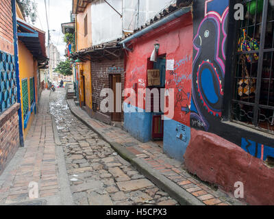 Bogota, Colombia - May 01, 2016: Colourful paintings on the walls of Bogota Stock Photo