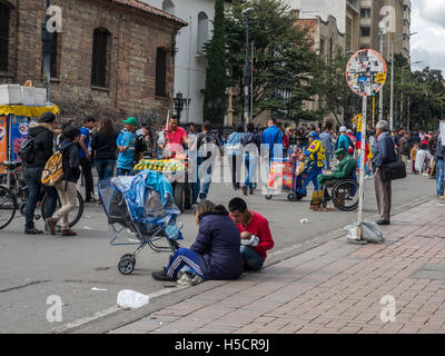 Bogota, Colombia - May 01, 2016: People walking through the streets of Bogota Stock Photo