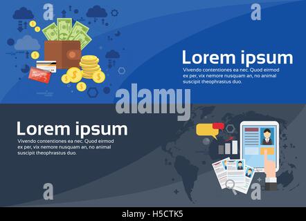Online Banking Internet Electronic Payment, Curriculum Vitae Recruitment Candidate Job Position Business Web Banner Stock Vector