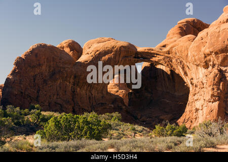 Utah, Arches National Park, Windows Section, Double Arch Stock Photo
