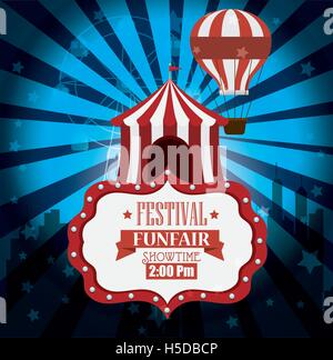 poster festival funfair tent airballoon light background Stock Vector