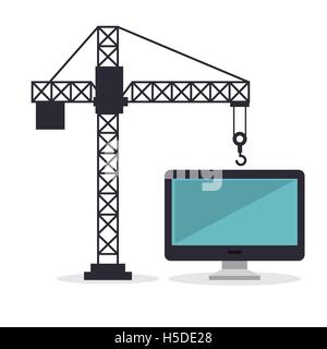 construction crane hold computer screen Stock Vector