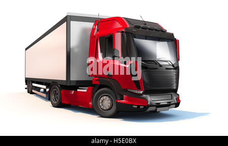 Generic red semi truck trailer Stock Photo