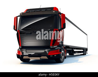 Generic red semi truck trailer Stock Photo