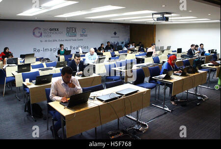 Gitex Technology Week 2016, Dubai, United Arab Emirates. 20th October, 2016.  Media Center during the last day of the event. Credit:  Robert Oswald Alfiler/Alamy Live News Stock Photo