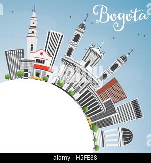 Bogota Skyline with Gray Buildings, Blue Sky and Copy Space. Vector Illustration. Business Travel and Tourism Concept Stock Vector