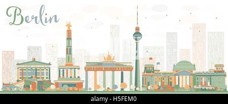 Abstract Berlin Skyline with Color Buildings. Vector Illustration. Business Travel and Tourism Concept Stock Vector