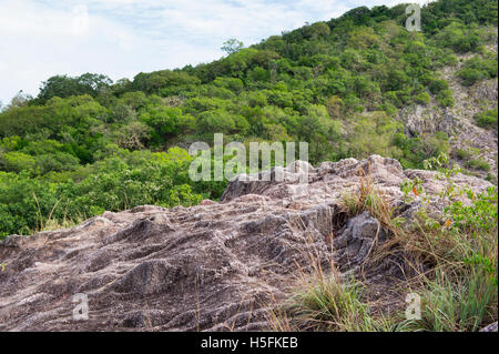 Rose quartz mountain range in Jathika Namal Uyana Forest Reserve, Sri Lanka Stock Photo