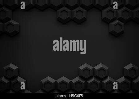 black hexagon Honeyomb modern technology black abstract 3d background ...