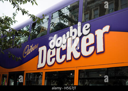 Routemaster bus in Cadbury Double Decker livery, London, UK Stock Photo