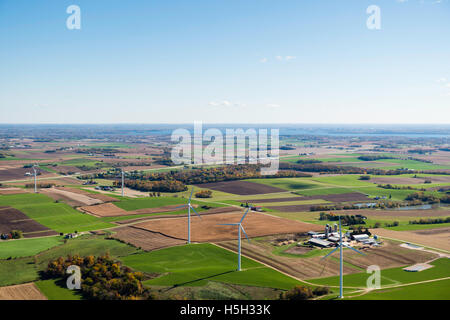 Aerial view of Dane County, Wisconsin, looking SE towards Middleton, Madison, and Lake Mendota in the distance. Stock Photo