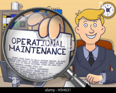 Operational Maintenance through Magnifier. Doodle Style. Stock Photo