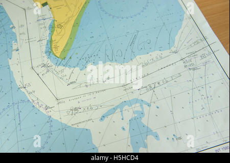Admiralty navigation chart in ship's chartroom Stock Photo - Alamy