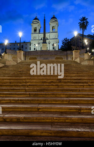 Night view of Spanish Steps, Piazza di Spagna, Rome, Lazio, Italy Stock Photo