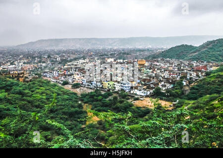 Jaipur city landscape seen from Monkey Temple in Jaipur, Rajasthan, India. Stock Photo
