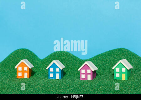Plasticine Model Houses Stock Photo