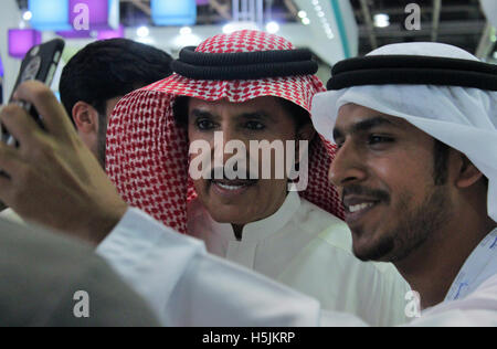 Dubai, United Arab Emirates. 18th Oct, 2016. Emirati singer Abdullah Belkheir (left) at Gitex Technology Week Credit:  Robert Oswald Alfiler/Pacific Press/Alamy Live News Stock Photo