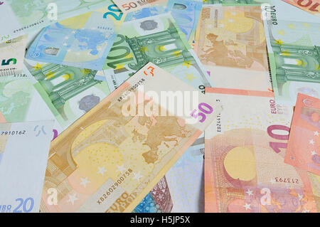 Different kind of Euro bills Stock Photo