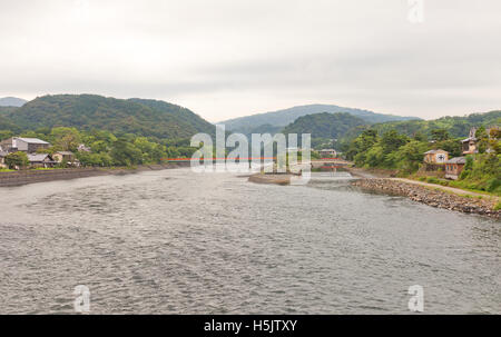 View of Uji River from Uji Bridge Stock Photo