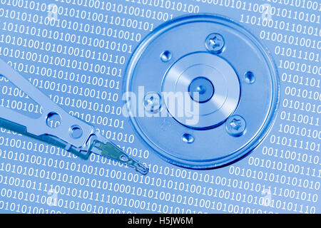 Computer Hard Disk Drive with Binary numbers Stock Photo