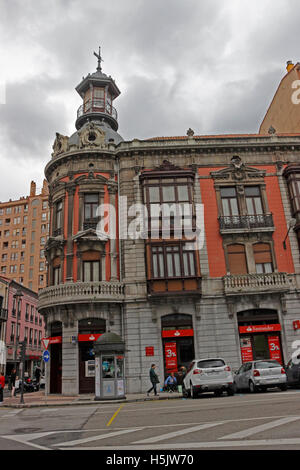 Banco Santander in Aviles, Spain Stock Photo