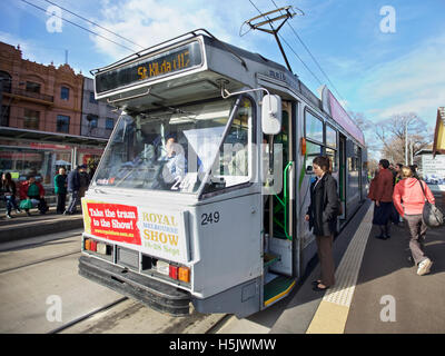 St Kilda tram at St Kilda shopping area in Melbourne, Australia  A major form of public transport in Melbourne Stock Photo