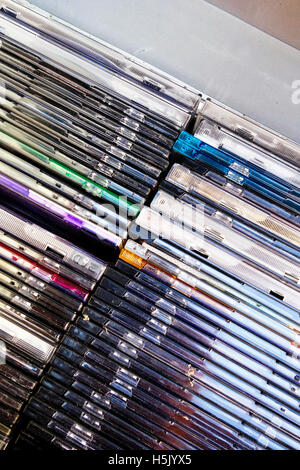 Collection of Cd's and Dvd's in a Storage Case Stock Photo