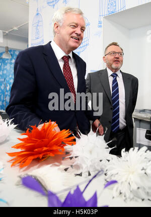 UK Department for Exiting the European Union logo glowing on the 