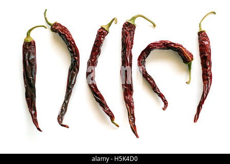 Hot Chilli Peppers isolated by white background, Stock Photo