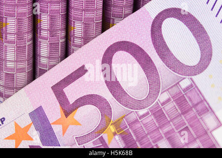 many 500 EURO bills - cash money concept Stock Photo