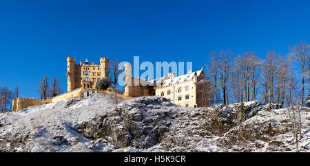 Panoramic view of Hohenschwangau Castle in winter, Bavaria Stock Photo
