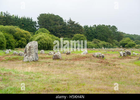 scenery around the  Carnac stones, a megalithic site in Brittany, France Stock Photo