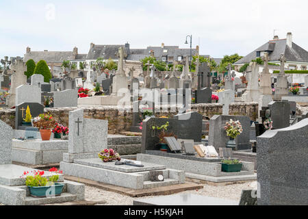 graveyard in a town named Carnac in the Morbihan department in Brittany, France Stock Photo