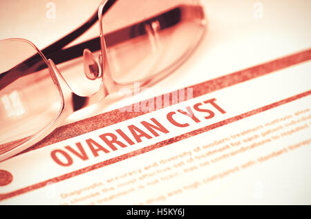 Diagnosis - Ovarian Cyst. Medical Concept. 3D Illustration. Stock Photo
