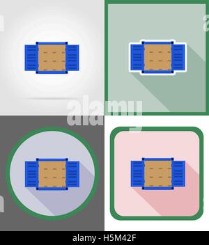 cargo container delivery flat icons vector illustration isolated on background Stock Vector