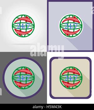 symbol delivery worldwide round the clock flat icons vector illustration isolated on background Stock Vector