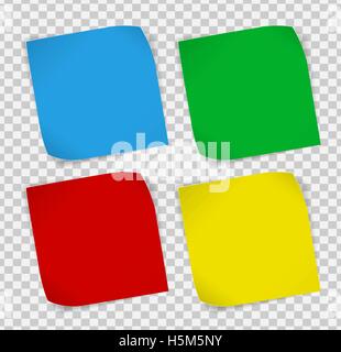 Set of colored paper stickers over transparent background Stock Vector